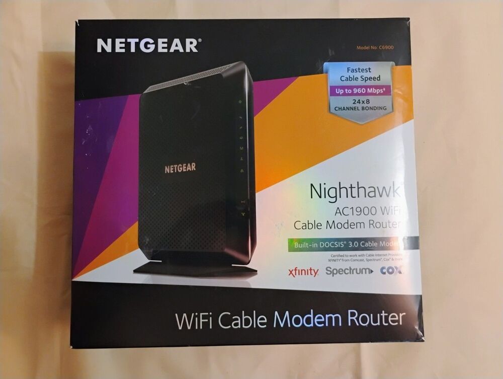 NETGEAR Nighthawk AC1900 WiFi Cable Modem Router C6900 - Picture 1 of 7